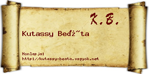 Kutassy Beáta névjegykártya