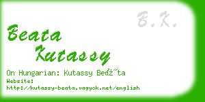 beata kutassy business card